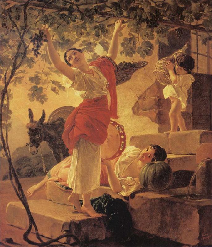 Karl Briullov Young Girl Gathering Grapes in the Neighbourhood of Naples France oil painting art